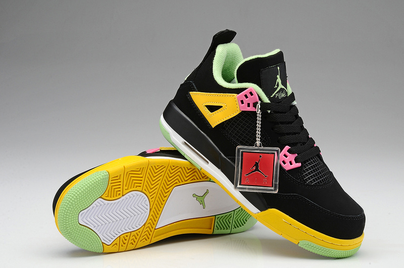 Air Jordan 4 Women Shoes Yellow/Black/Red/Green Online